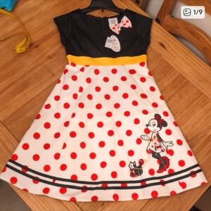 NWT Disney "Dress Shop" Black/White/Red Appliqued Minnie Dress, Girls L (10-12)